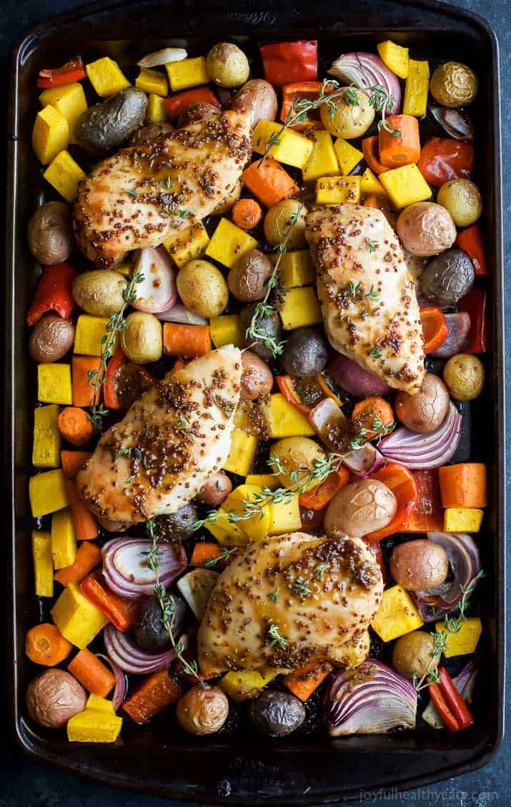 Easy Sheet Pan Honey Mustard Chicken & Veggies - Ready in 30 Minutes!