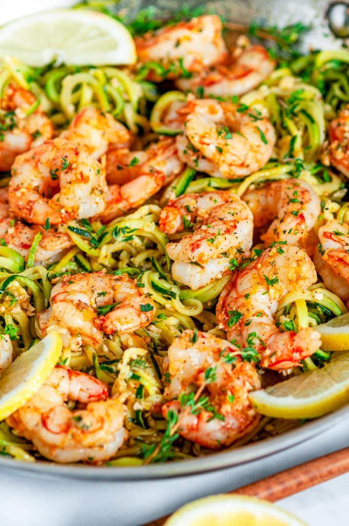 Skillet Shrimp Zucchini Noodles